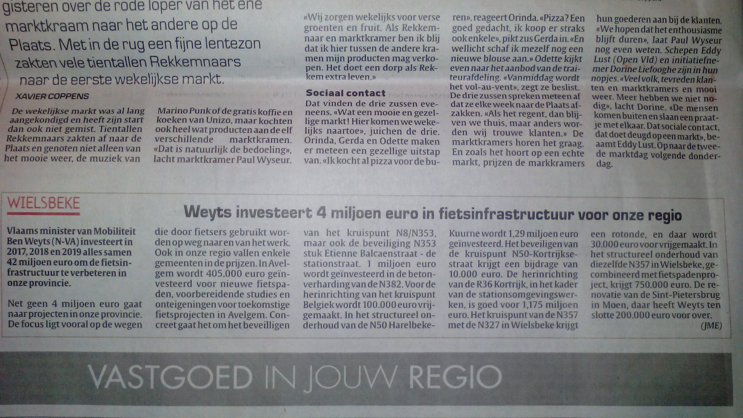 Avelgem - Fietsinvesteringsplan van Vlaams minister van mobiliteit Ben Weyts