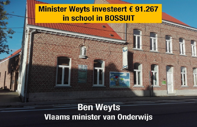 Minister Weyts investeert €91.267 in Vrije Kleuterschool in Bossuit
